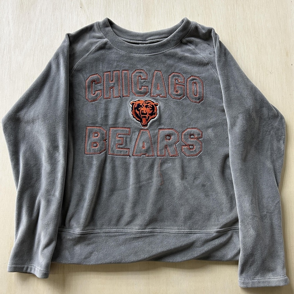 Chicago Bears Pajama Top Womens Small Gray NFL Football Team Apparel Fleece
